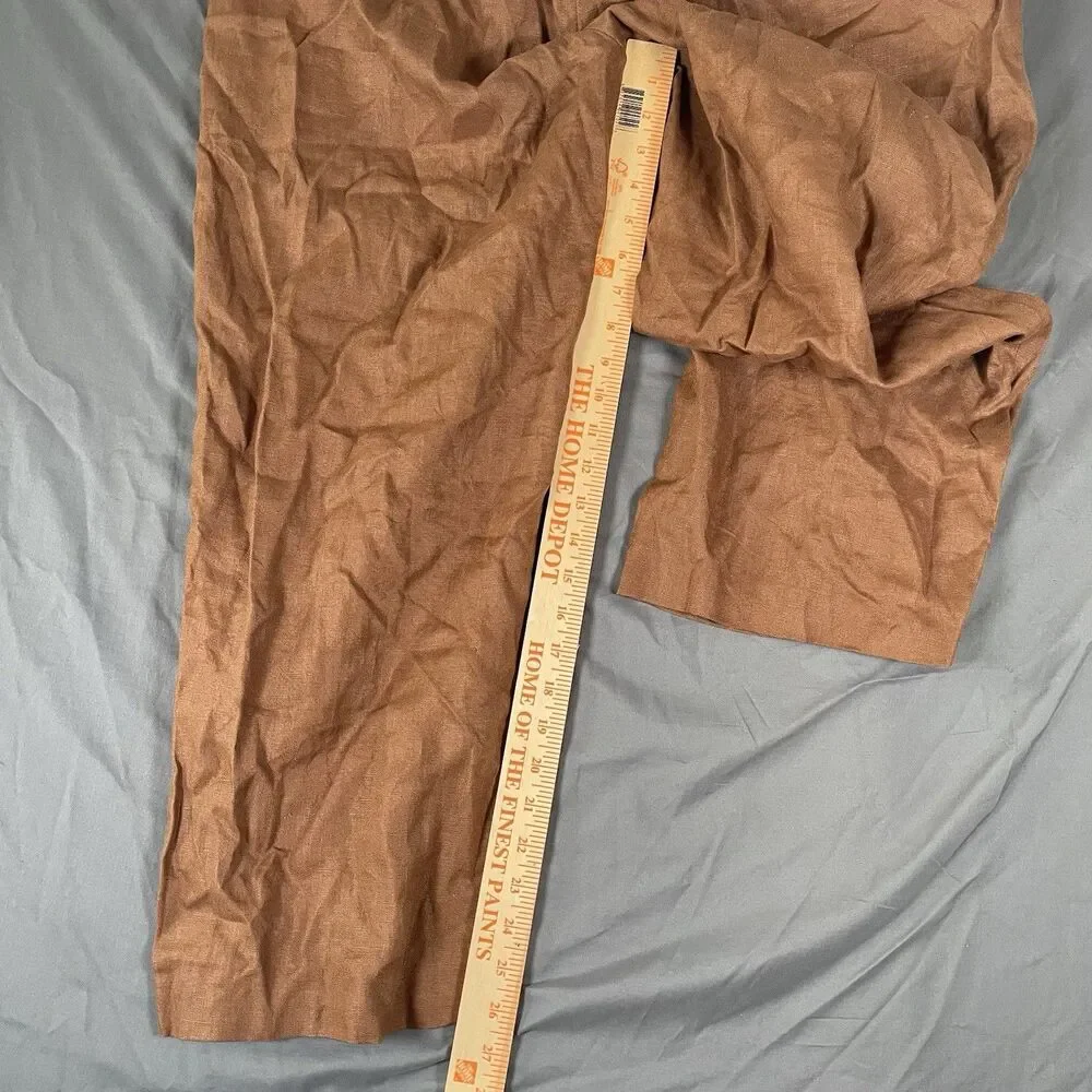 Paul Frederick 100% Linen Pants Size 40 Brown Preppy Dress Business